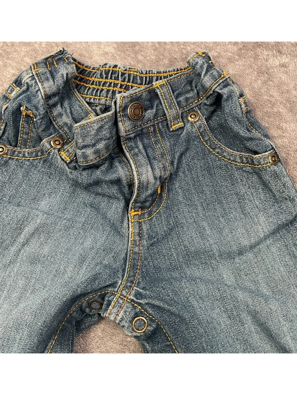 Carter's Baby Denim Jeans 6 Months Snap Inseam Elastic Waist Medium Wash